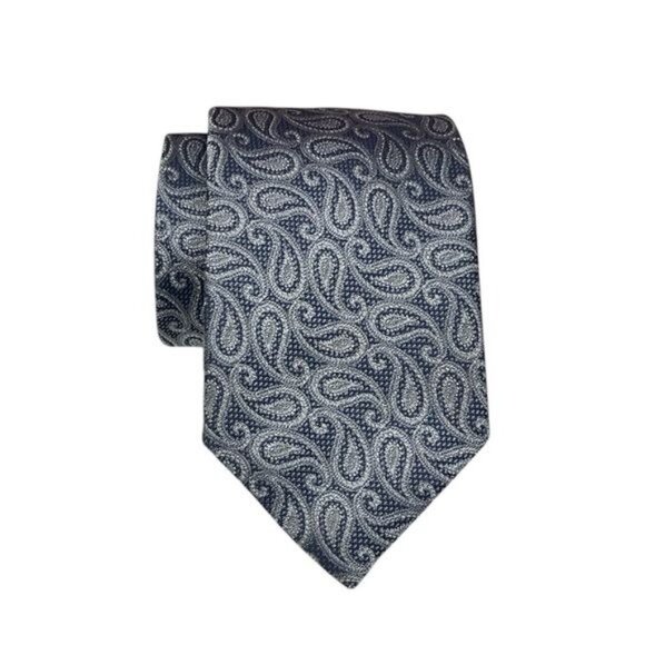 New David Donahue Paisley Silk Tie in Gray - Picture 1 of 9